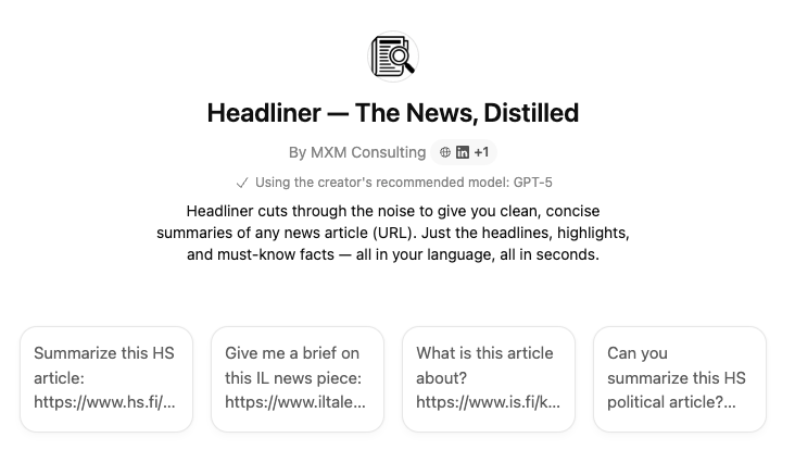 Headliner ChatGPT Screenshot